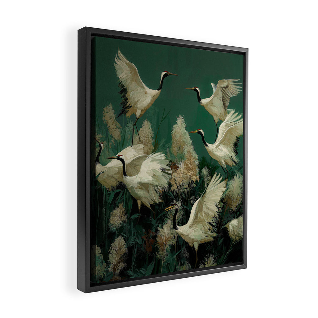 Japanese Poster Heron chinoiserie Print Bird Wall Art asian Japandi Wall Art sage green Painting Framed Canvas Print Gallery Image 2