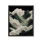 Japanese Wall Art Anime Poster Sage Green Wabi Sabi Painting Mountain Wall Art Framed Canvas Print Gallery Image 6