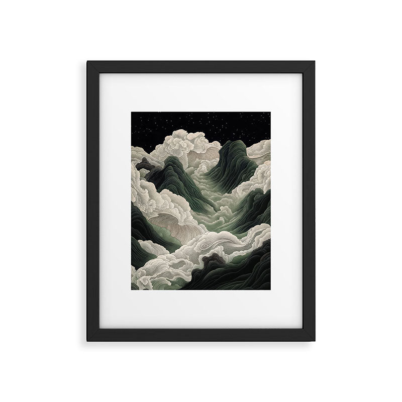 Japanese Wall Art Anime Poster Sage Green Wabi Sabi Painting Mountain Wall Art Framed Art Print Gallery Image 5