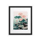 Japanese Wall Art Floral Lotus Painting Pink Pastel Green botanical Wabi Sabi Flower Poster Framed Art Print Gallery Image 5