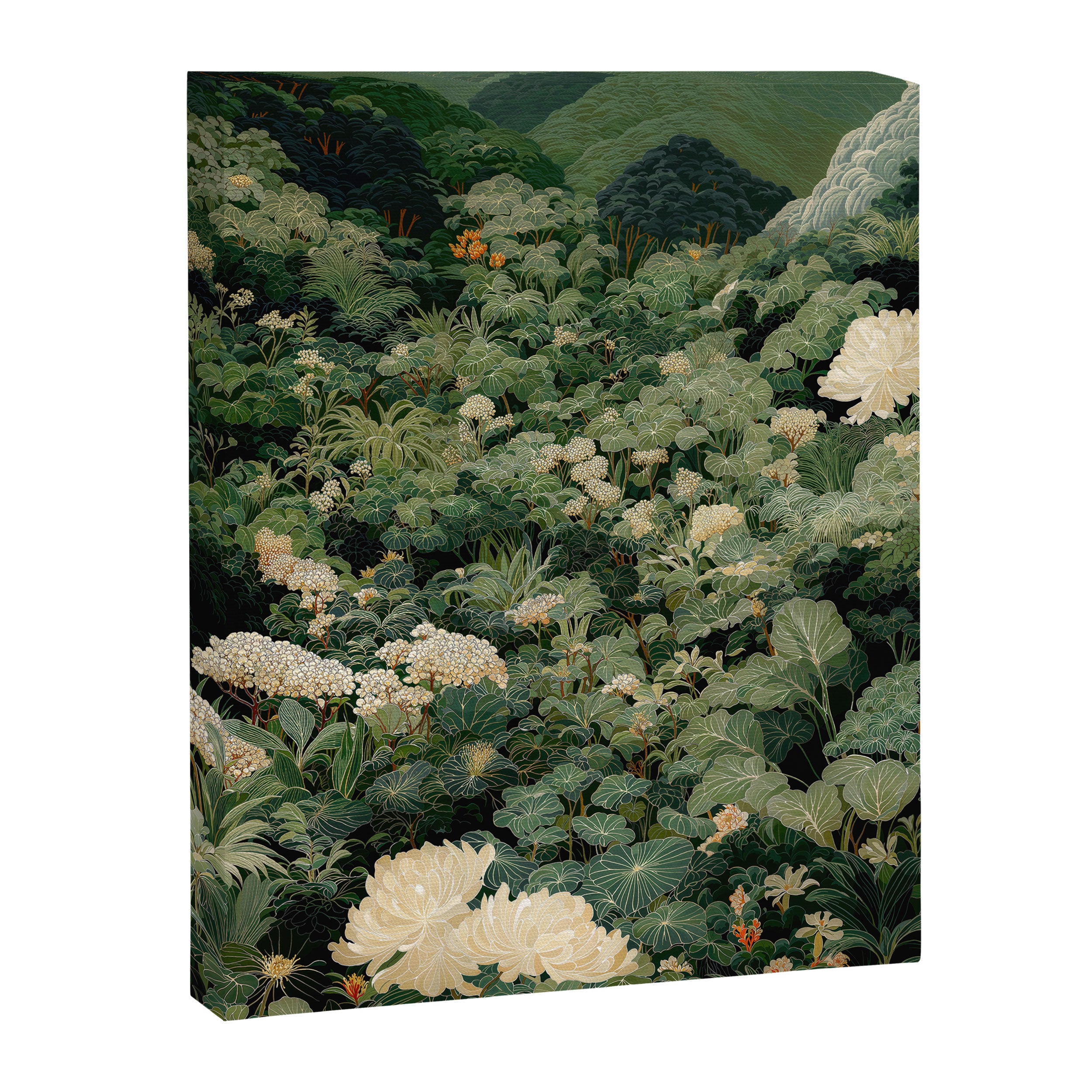 Japanese Wall Art Flower Poster maximalist wall art floral Japandi Wall Art botanical Sage Green Art Canvas Print Gallery Image 6