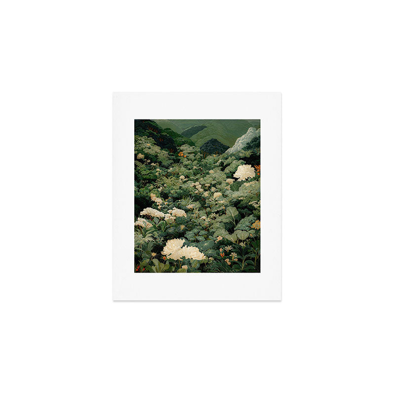 Japanese Wall Art Flower Poster maximalist wall art floral Japandi Wall Art botanical Sage Green Art Art Print Gallery Image 1