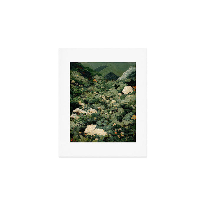 Japanese Wall Art Flower Poster maximalist wall art floral Japandi Wall Art botanical Sage Green Art Art Print Gallery Image 1