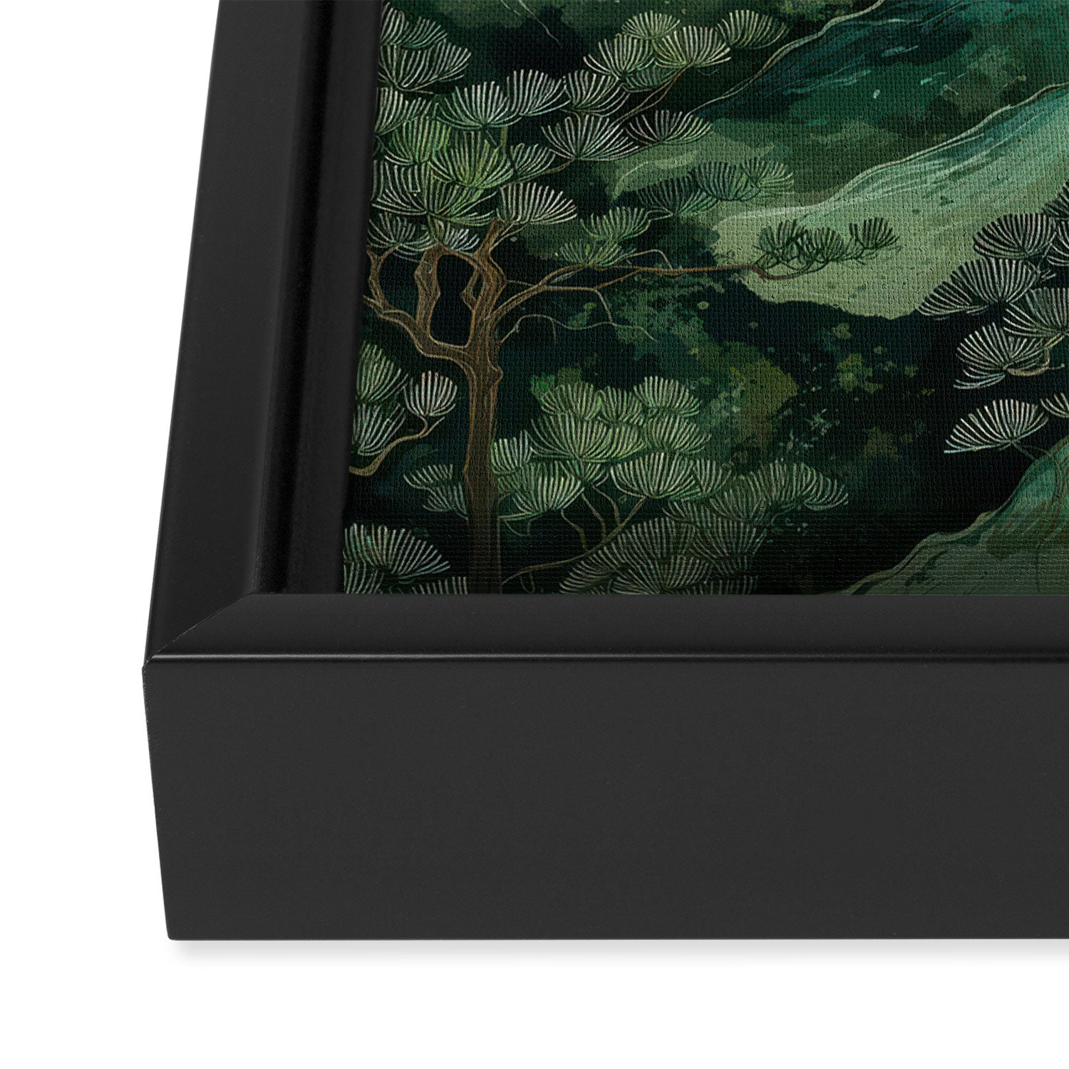 Japanese Wall Art Maximalist Forest Fox Print Japandi Art Sage Green Botanical Wabi Sabi Painting Framed Canvas Print Gallery Image 3