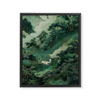 Japanese Wall Art Maximalist Forest Fox Print Japandi Art Sage Green Botanical Wabi Sabi Painting Framed Canvas Print Gallery Image 6