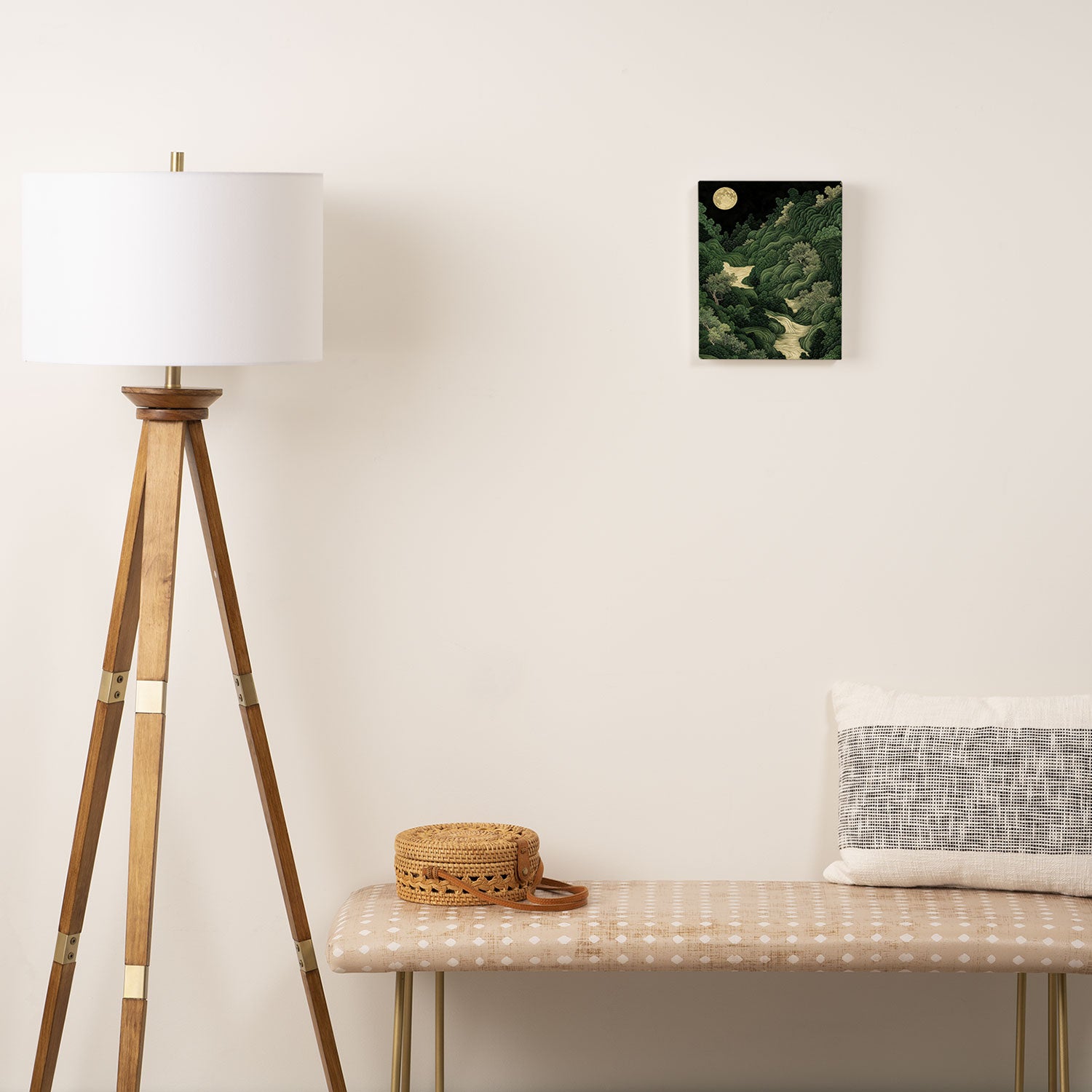 Japanese Wall Art Maximalist Moon Print japandi Art Wabi Sabi Painting Sage Green dopamine decor Canvas Print Gallery Image 2