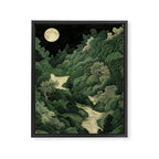 Japanese Wall Art Maximalist Moon Print japandi Art Wabi Sabi Painting Sage Green dopamine decor Framed Canvas Print Gallery Image 6