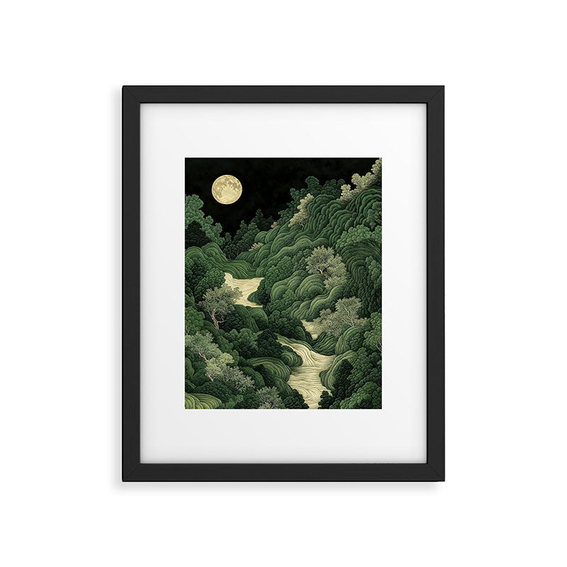 Japanese Wall Art Maximalist Moon Print japandi Art Wabi Sabi Painting Sage Green dopamine decor Framed Art Print Gallery Image 5