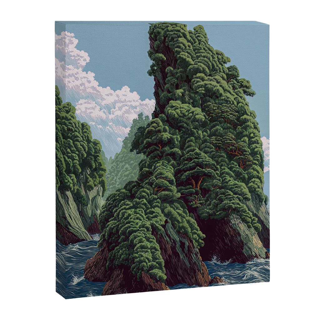 Japanese Wall Art Sage Green Poster Japanese Painting coastal japandi Art Maximalist Art Canvas Print Gallery Image 6