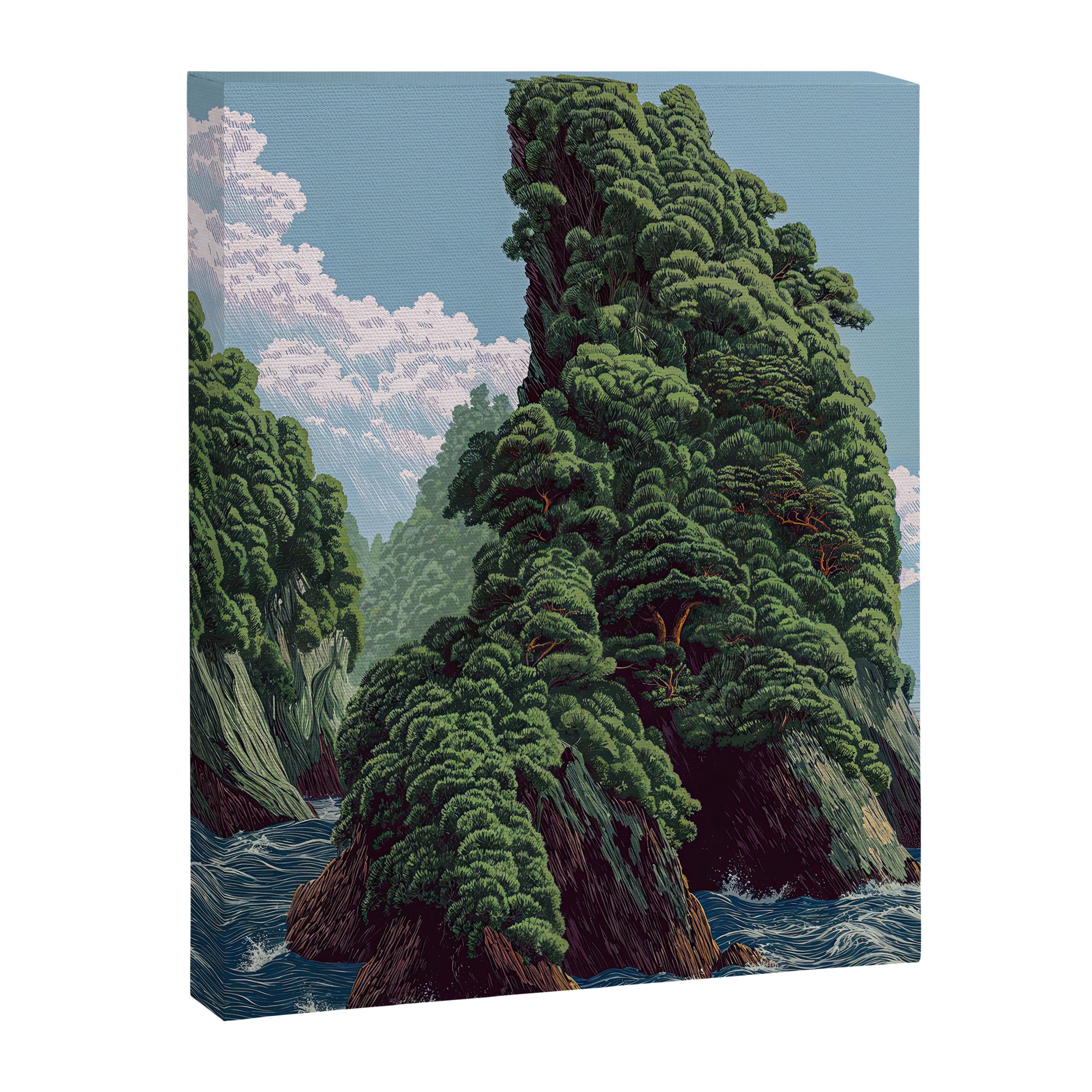 Japanese Wall Art Sage Green Poster Japanese Painting coastal japandi Art Maximalist Art Canvas Print Gallery Image 6