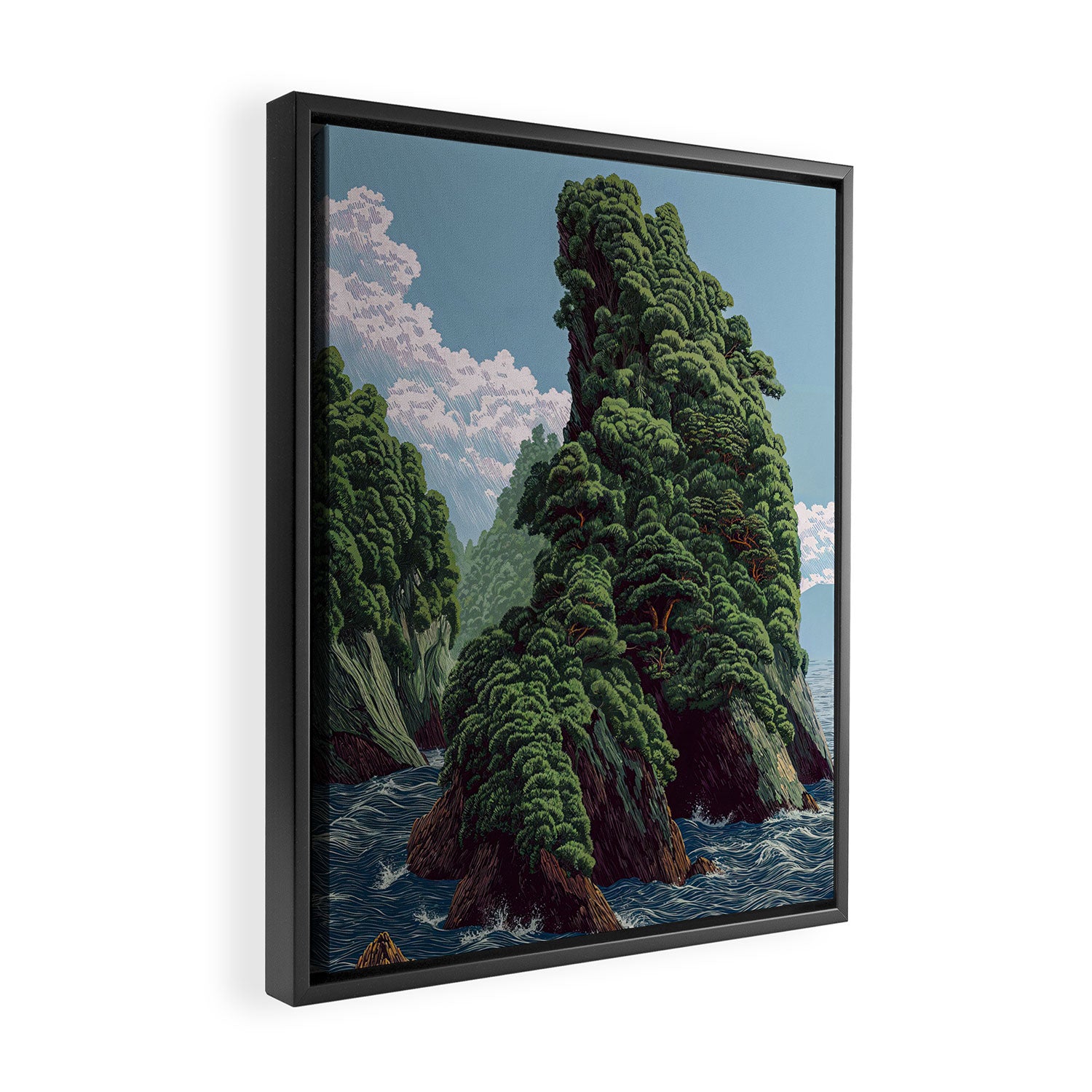 Japanese Wall Art Sage Green Poster Japanese Painting coastal japandi Art Maximalist Art Framed Canvas Print Gallery Image 2