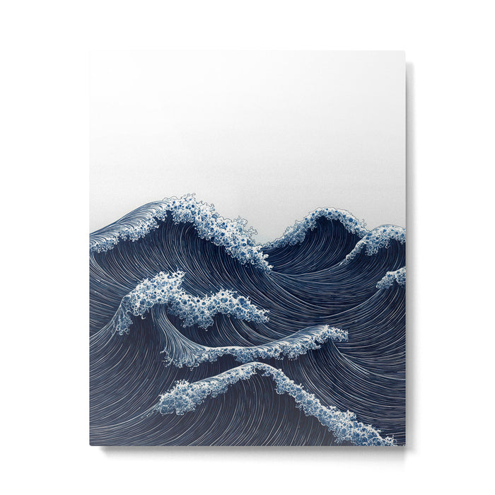 Japanese Wall Art Wave Poster Ocean Wall Art Minimalist Print Blue Japandi Art Wabi Sabi Painting Metal Print Gallery Image 1