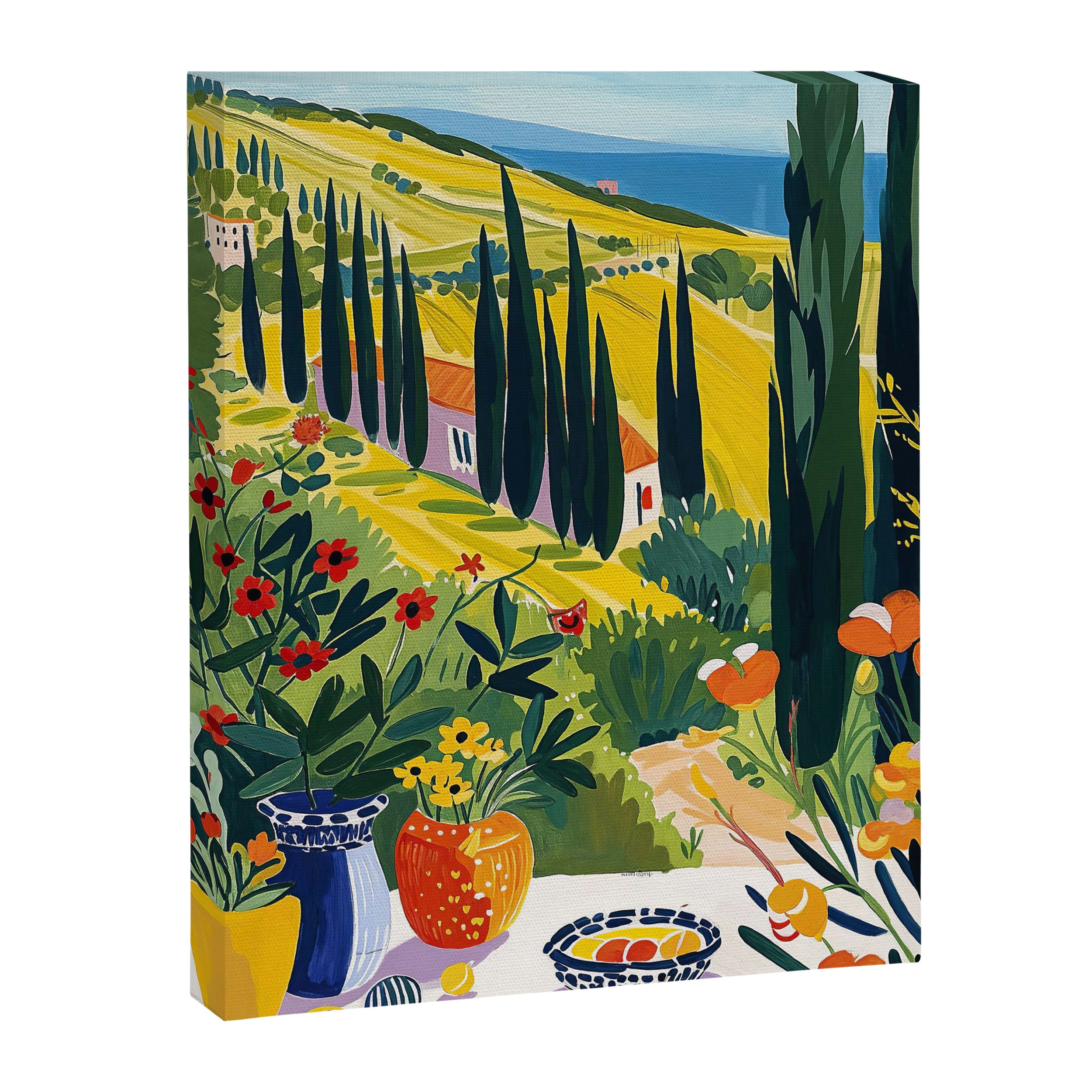 Matisse Painting Mediterranean House with Vibrant Colors and Serene Landscape Canvas Print Gallery Image 6