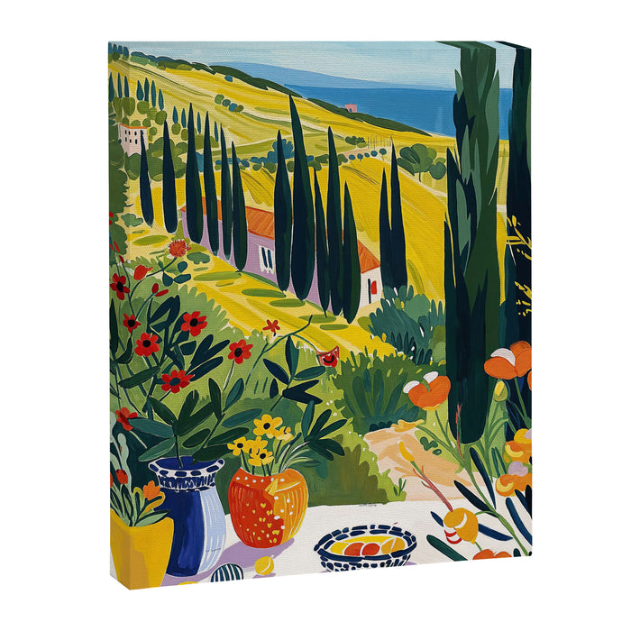 Matisse Painting Mediterranean House with Vibrant Colors and Serene Landscape Canvas Print Gallery Image 1