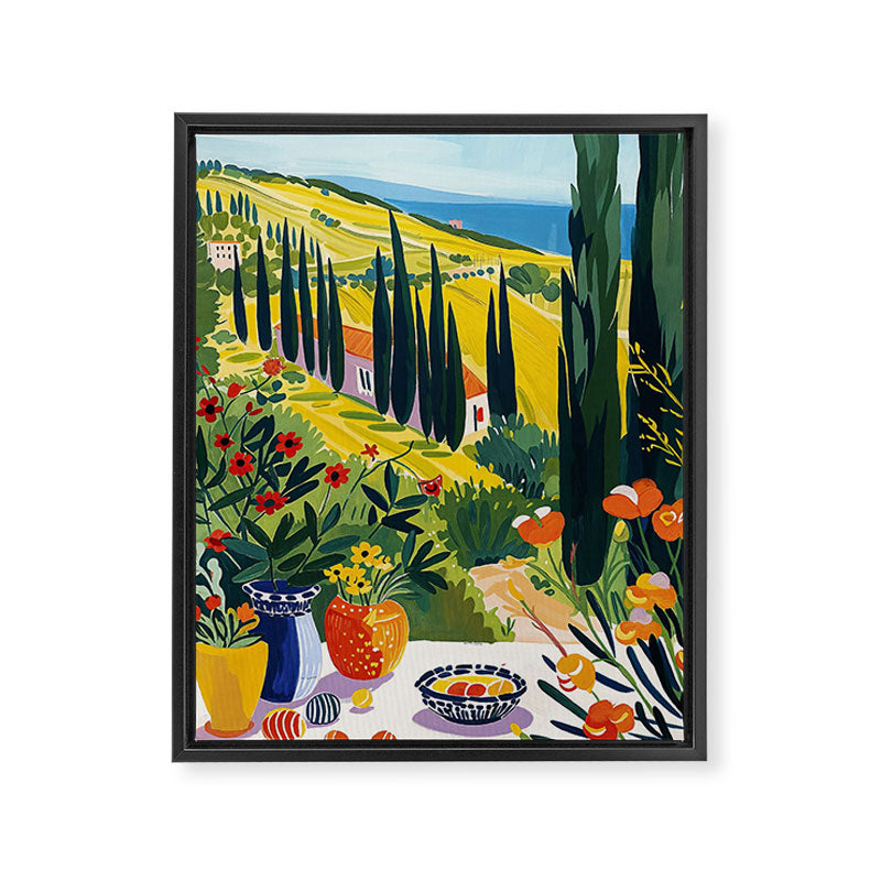 Matisse Painting Mediterranean House with Vibrant Colors and Serene Landscape Framed Canvas Print Gallery Image 6