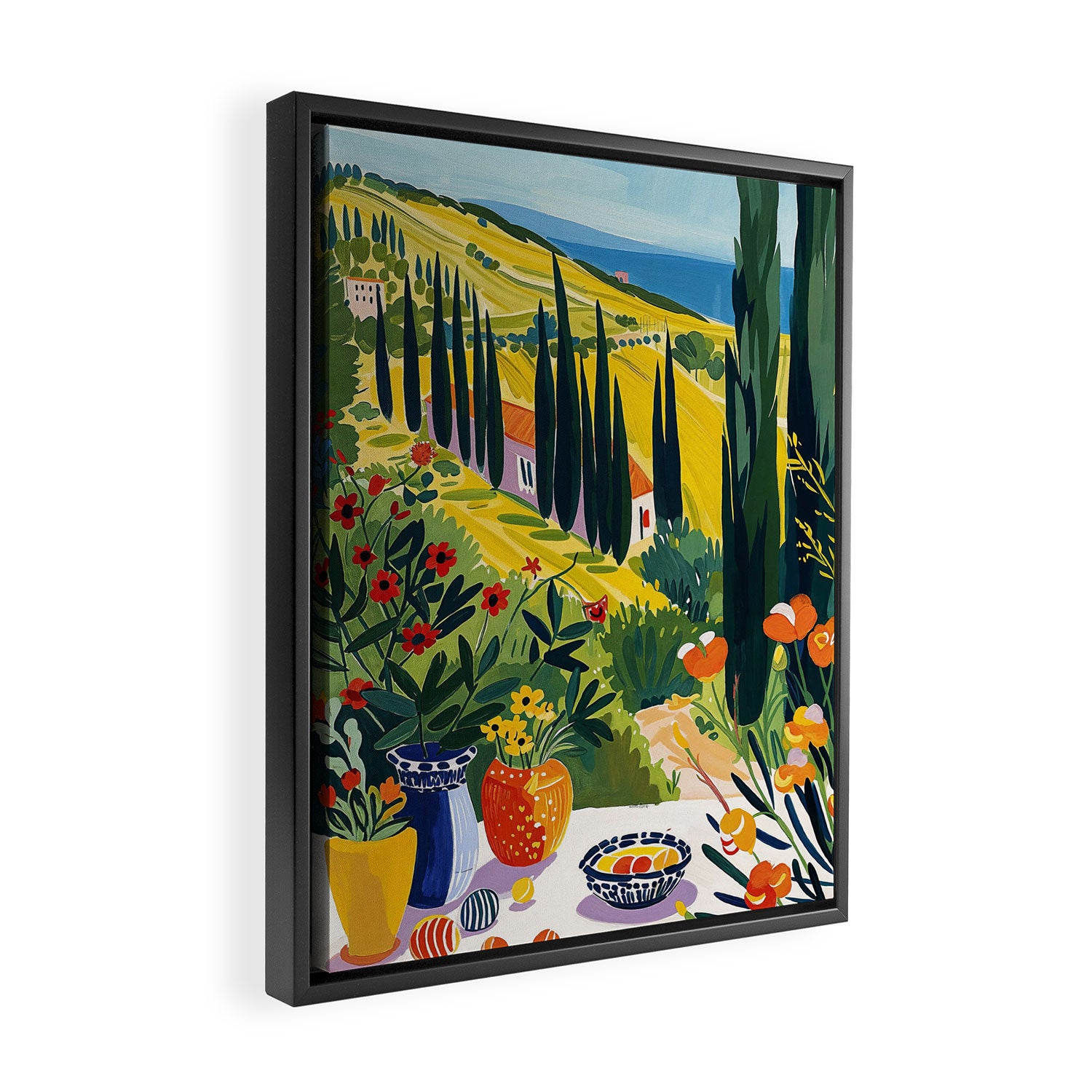 Matisse Painting Mediterranean House with Vibrant Colors and Serene Landscape Framed Canvas Print Gallery Image 2