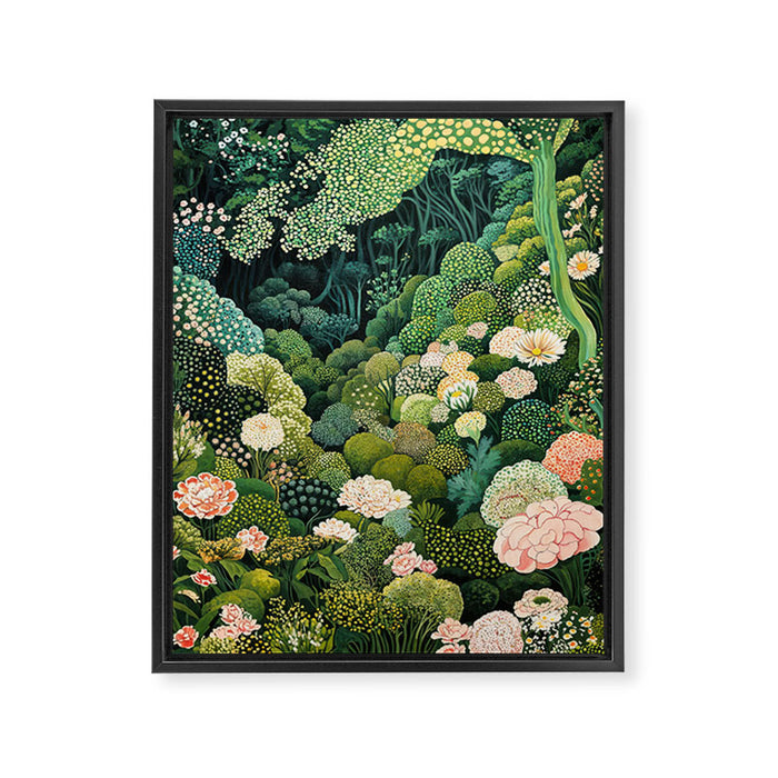 Maximalist Art Botanical Poster Flower Print Polkadot Pattern Floral Art Forest Wall Art Pastel Art Framed Canvas Print Gallery Image 1