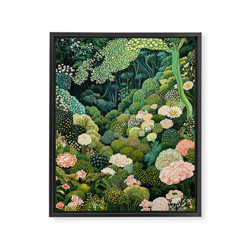 Maximalist Art Botanical Poster Flower Print Polkadot Pattern Floral Art Forest Wall Art Pastel Art Framed Canvas Print Gallery Image 6