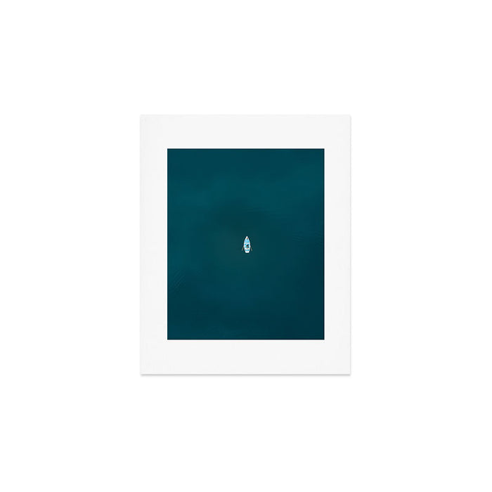 Minimalist Boat in blue Lake  Art Print Gallery Image 1