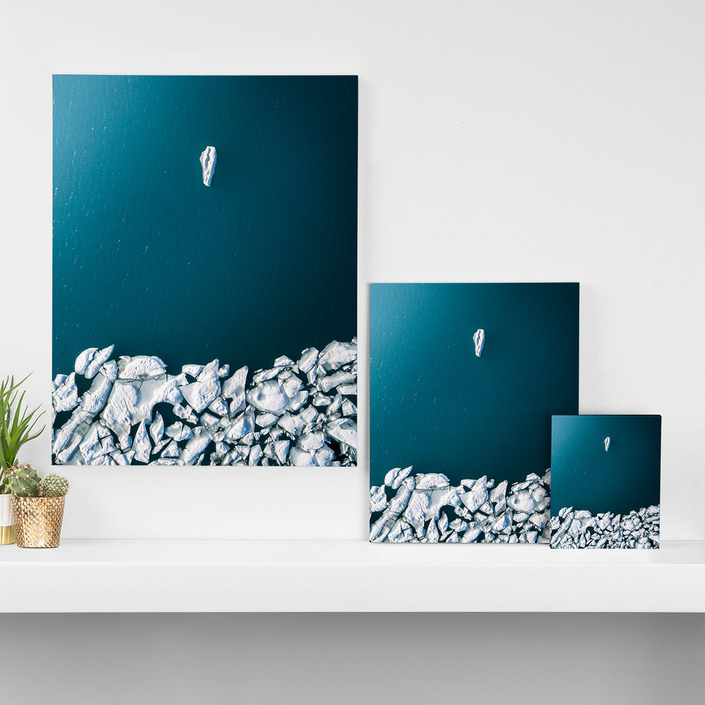 Minimalist Ice Bergs in the blue Ocean Canvas Print Gallery Image 3