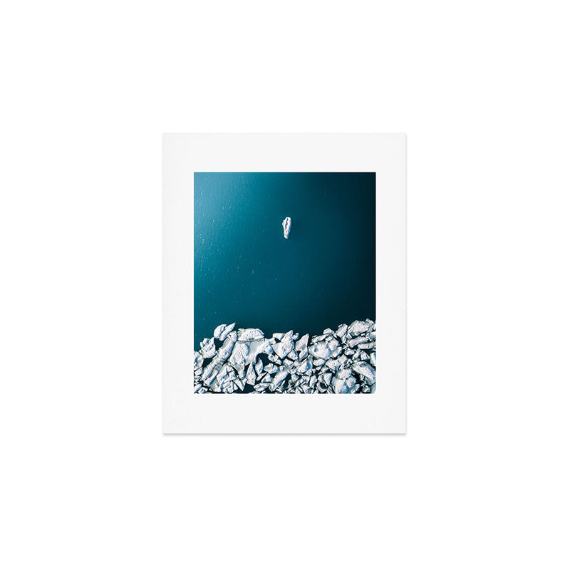Minimalist Ice Bergs in the blue Ocean Art Print Gallery Image 1