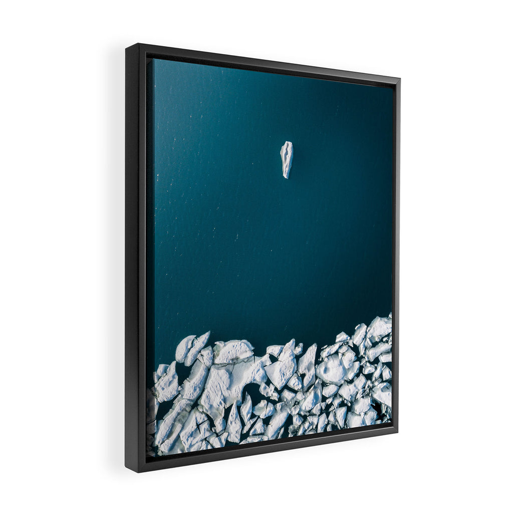 Minimalist Ice Bergs in the blue Ocean Framed Canvas Print Gallery Image 2
