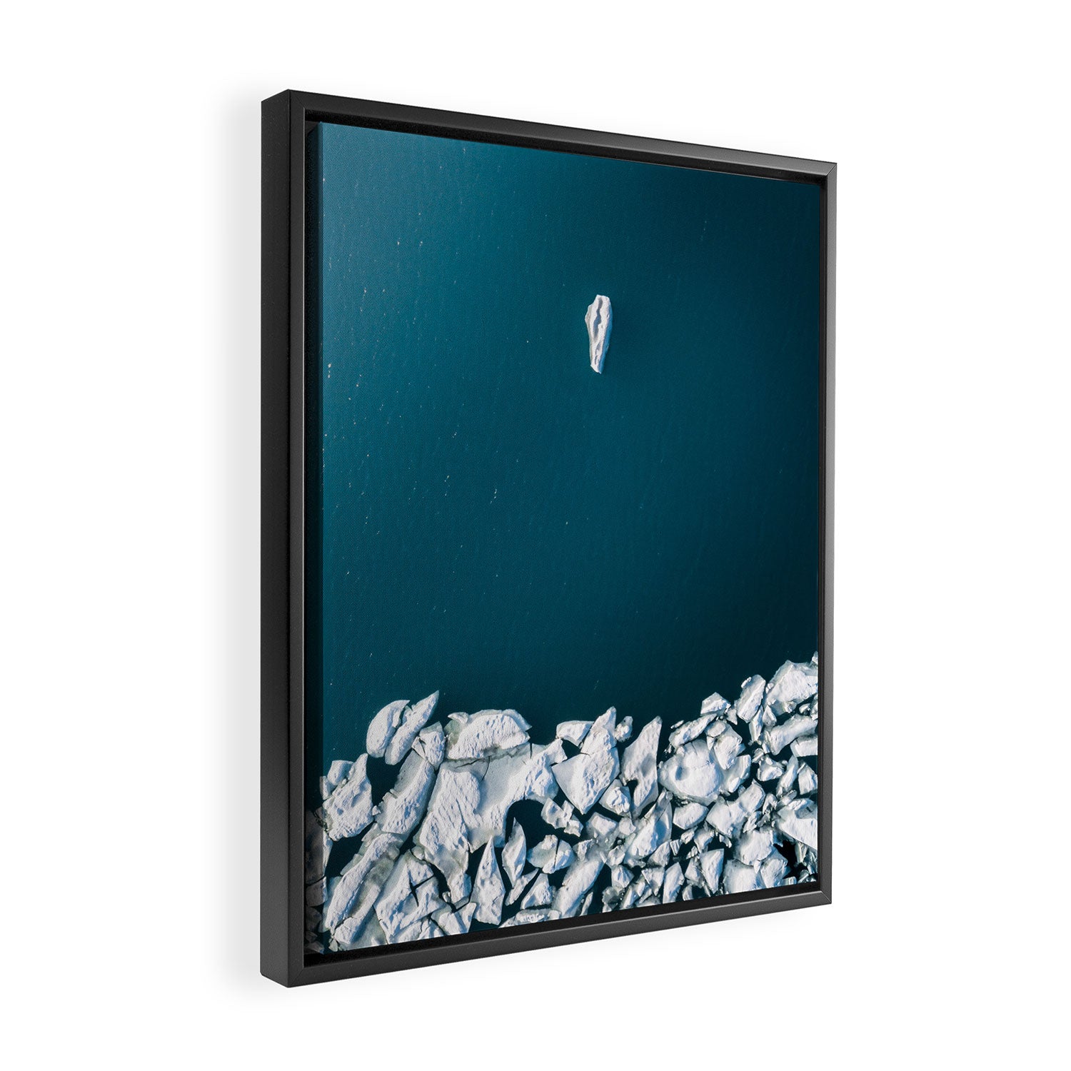 Minimalist Ice Bergs in the blue Ocean Framed Canvas Print Gallery Image 2