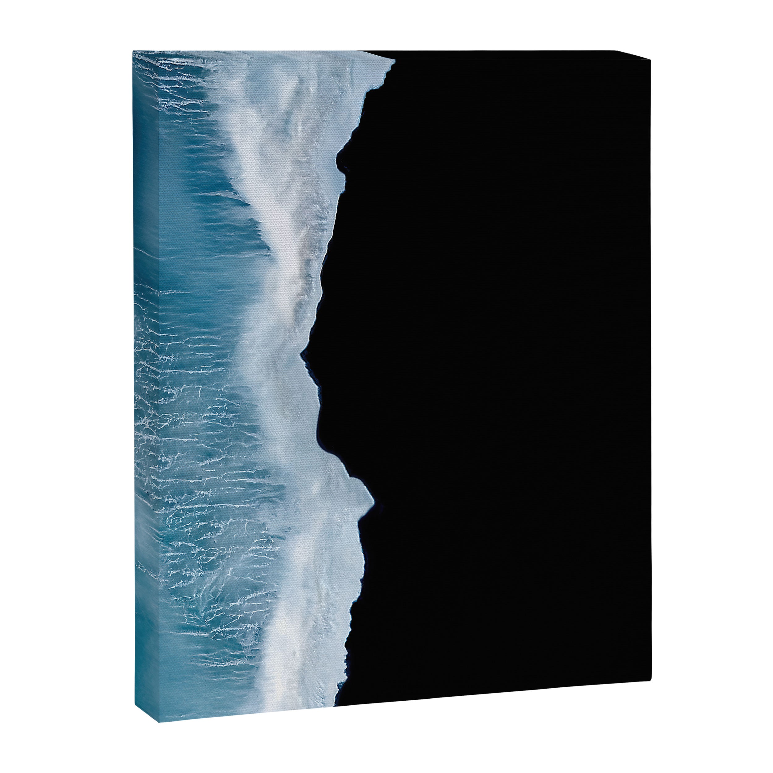 Minimalist wave crashing on a black sand beach in Iceland â Ocean Landscape Photography Canvas Print Gallery Image 6