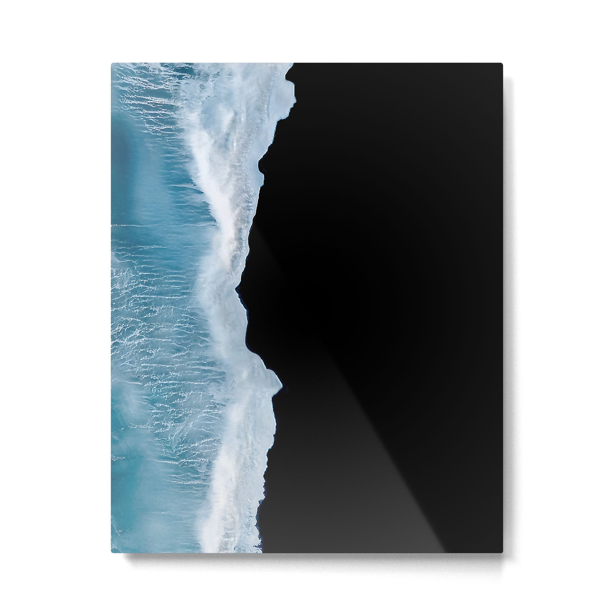 Minimalist wave crashing on a black sand beach in Iceland â Ocean Landscape Photography Metal Print Gallery Image 4
