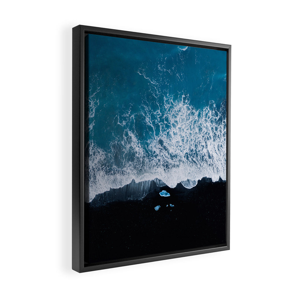 Minimalist Waves On A Beach In Iceland Framed Canvas Print Gallery Image 2