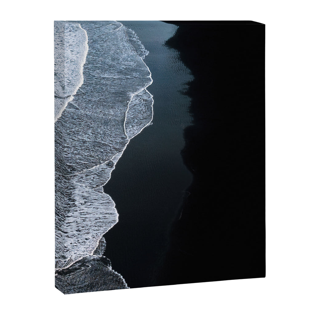 Minimalist Waves on a black sand beach in Iceland - Landscape Photography Canvas Print Gallery Image 6