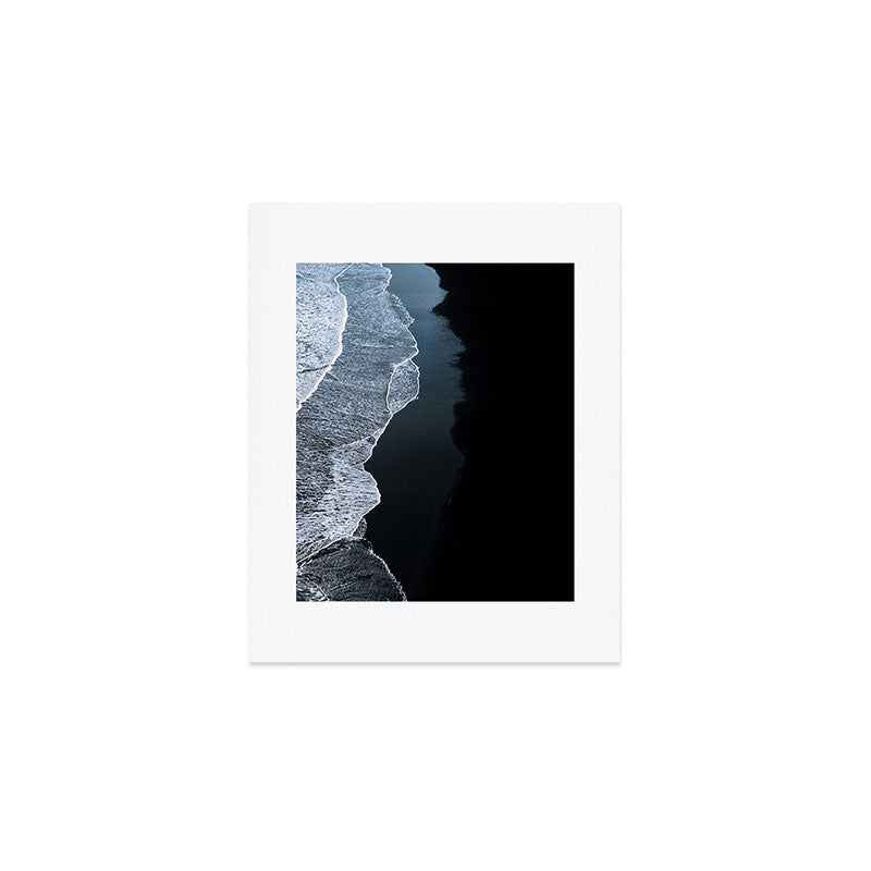 Minimalist Waves on a black sand beach in Iceland - Landscape Photography Art Print Gallery Image 1