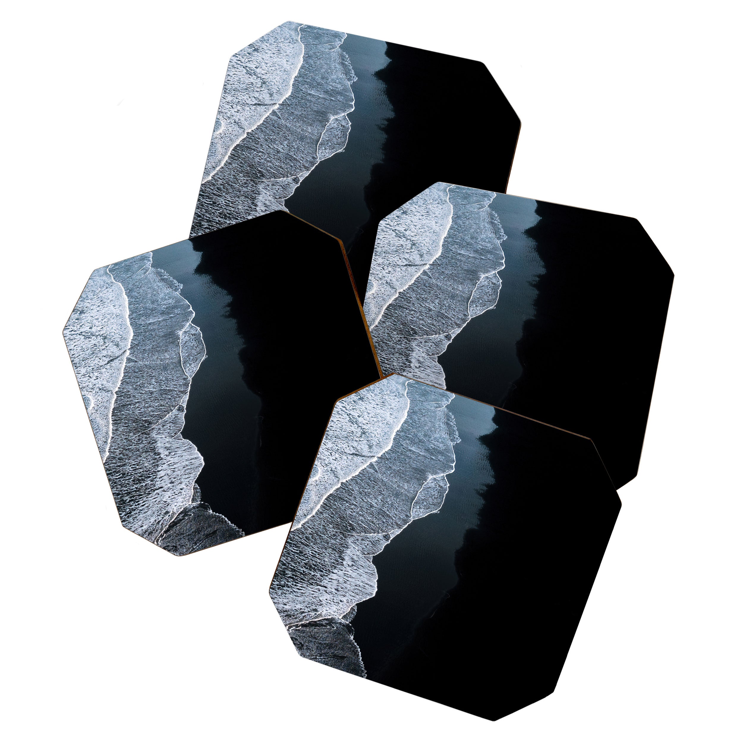 Minimalist Waves on a black sand beach in Iceland - Landscape Photography Coaster Gallery Image 1