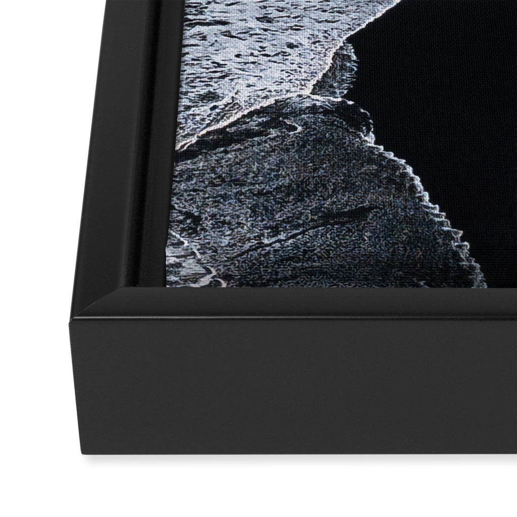 Minimalist Waves on a black sand beach in Iceland - Landscape Photography Framed Canvas Print Gallery Image 3