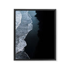 Minimalist Waves on a black sand beach in Iceland - Landscape Photography Framed Canvas Print Gallery Image 6