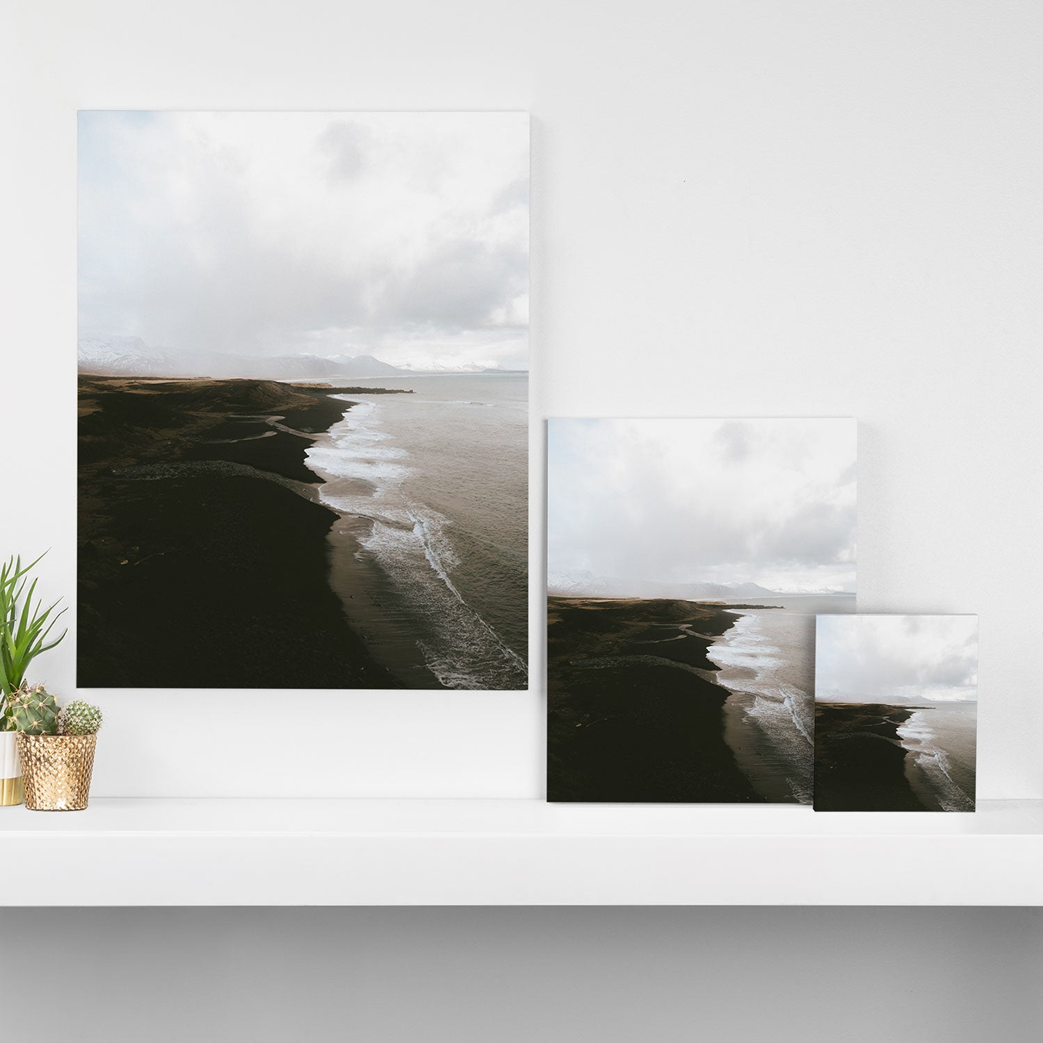 Moody black sand beach in Iceland - Landscape Photography Canvas Print Gallery Image 3