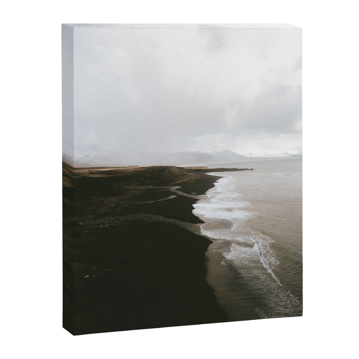 Moody black sand beach in Iceland - Landscape Photography Canvas Print Gallery Image 1