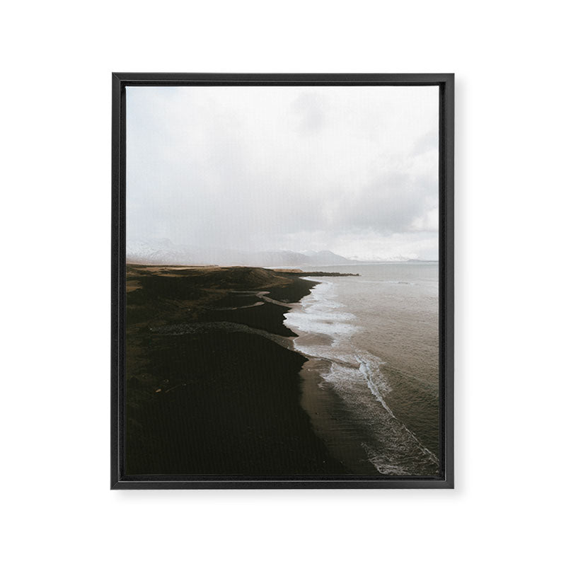 Moody black sand beach in Iceland - Landscape Photography Framed Canvas Print Gallery Image 6