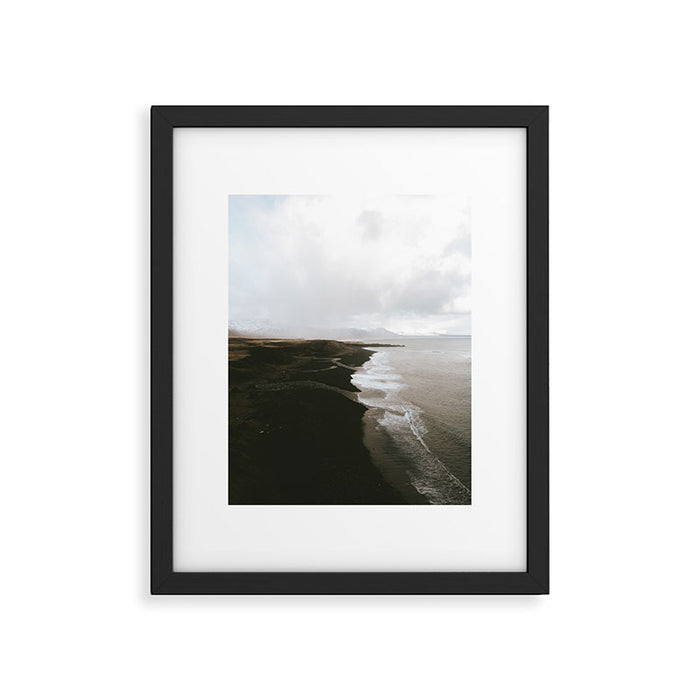 Moody black sand beach in Iceland - Landscape Photography Framed Art Print Gallery Image 1