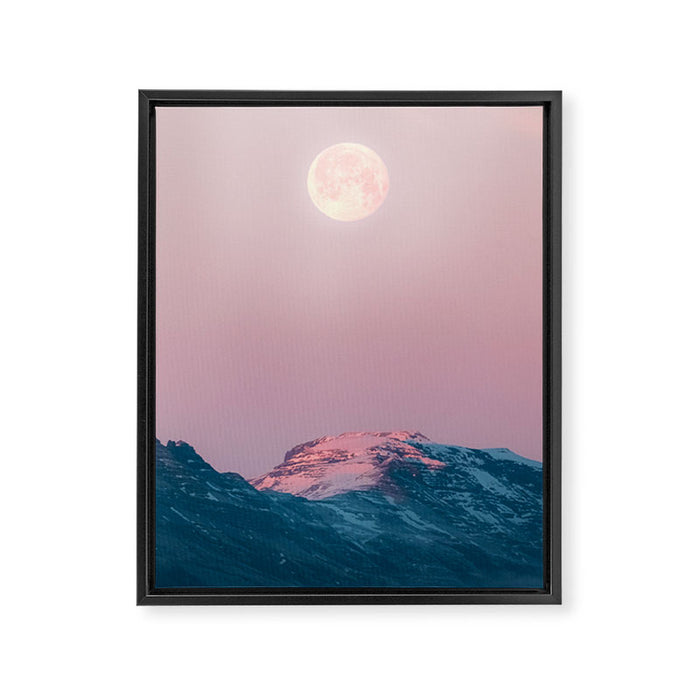 Moon and the Mountains - Landscape Photography Framed Canvas Print Gallery Image 1