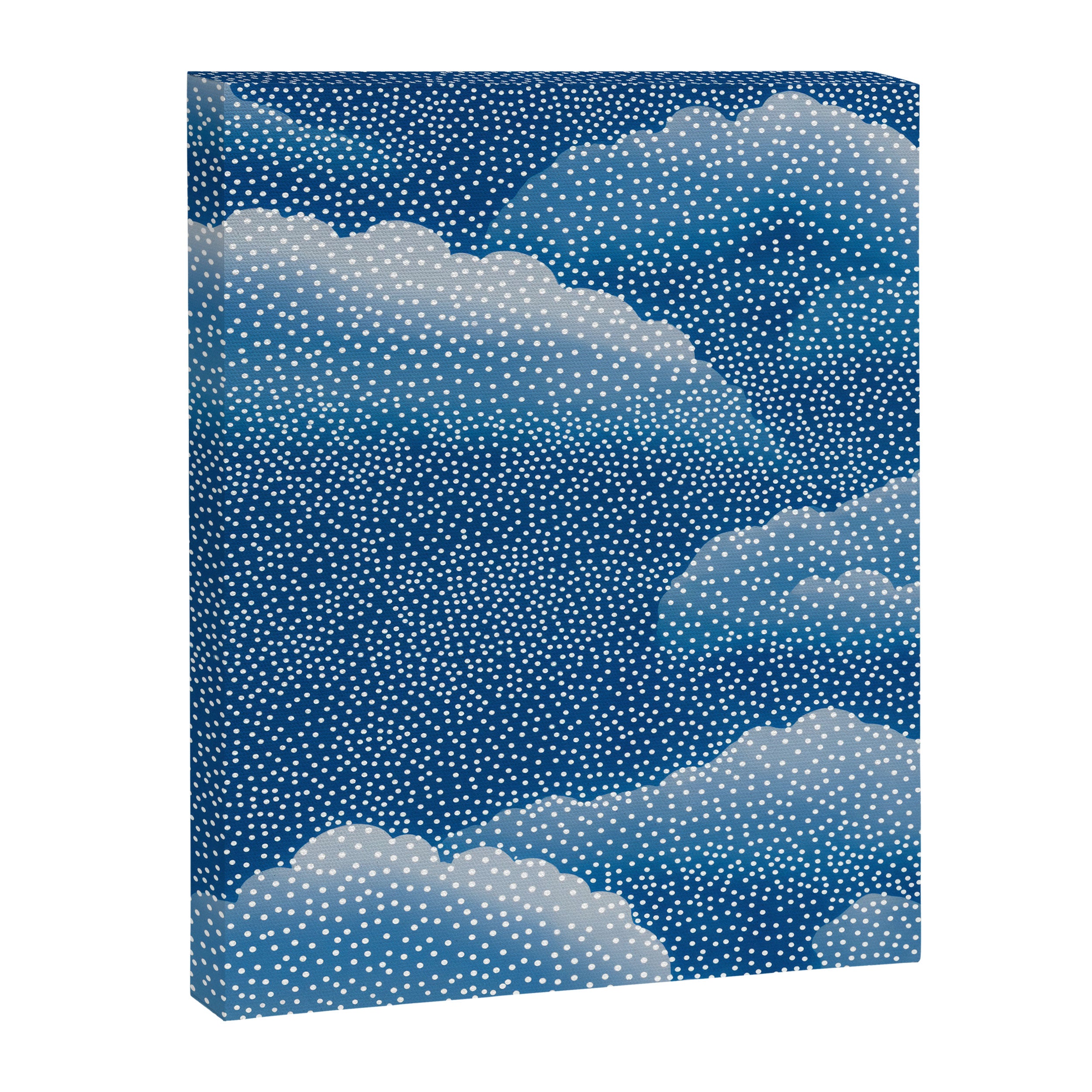 Navy Blue Japanese Painting Abstract Polkadot Art Wabi Sabi Cloud Print Minimalist Japandi Poster Canvas Print Gallery Image 6