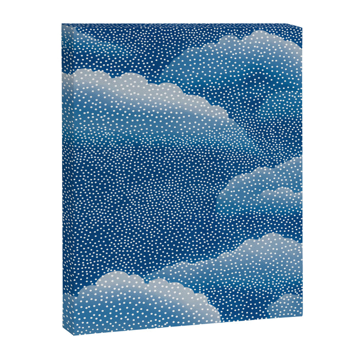 Navy Blue Japanese Painting Abstract Polkadot Art Wabi Sabi Cloud Print Minimalist Japandi Poster Canvas Print Gallery Image 1
