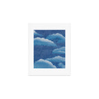 Navy Blue Japanese Painting Abstract Polkadot Art Wabi Sabi Cloud Print Minimalist Japandi Poster Art Print Gallery Image 1
