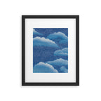Navy Blue Japanese Painting Abstract Polkadot Art Wabi Sabi Cloud Print Minimalist Japandi Poster Framed Art Print Gallery Image 5