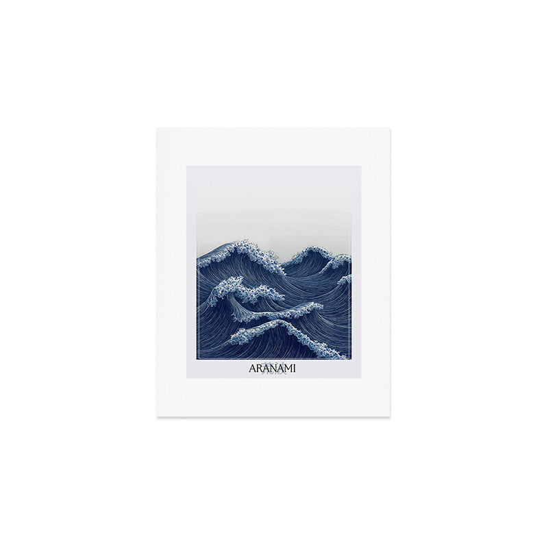 Ocean Print Wave Wall Art Japanese Wall Art Navy Blue Poster Minimalist Decor Nautical Painting Art Print Gallery Image 1