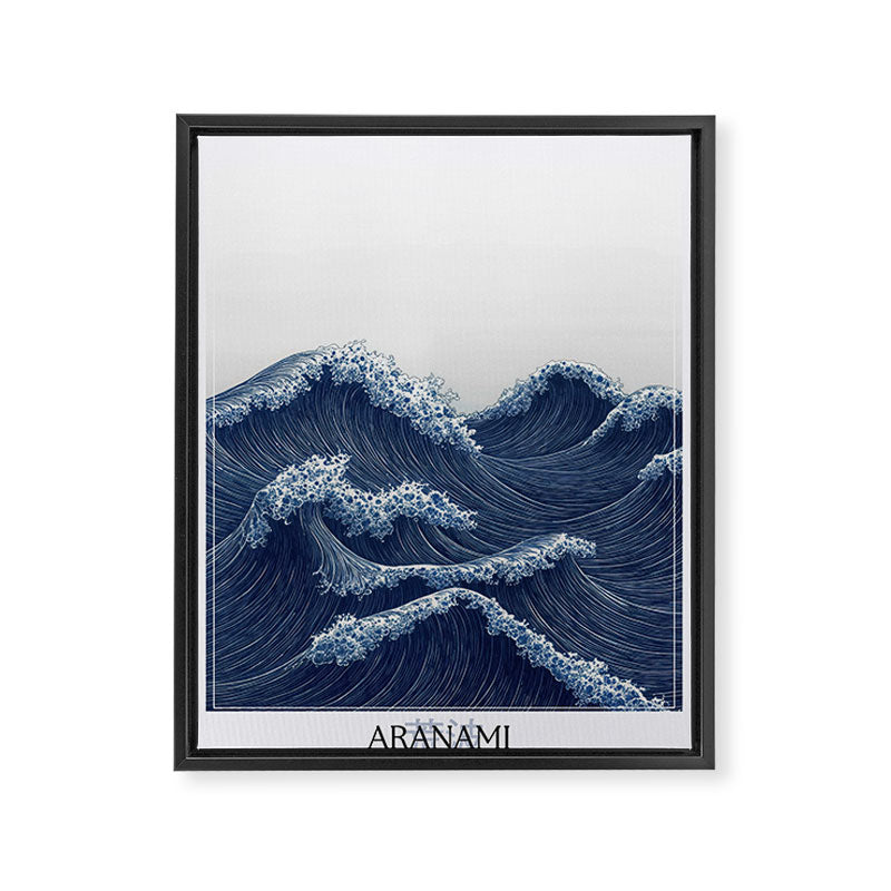 Ocean Print Wave Wall Art Japanese Wall Art Navy Blue Poster Minimalist Decor Nautical Painting Framed Canvas Print Gallery Image 6