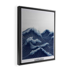 Ocean Print Wave Wall Art Japanese Wall Art Navy Blue Poster Minimalist Decor Nautical Painting Framed Canvas Print Gallery Image 2