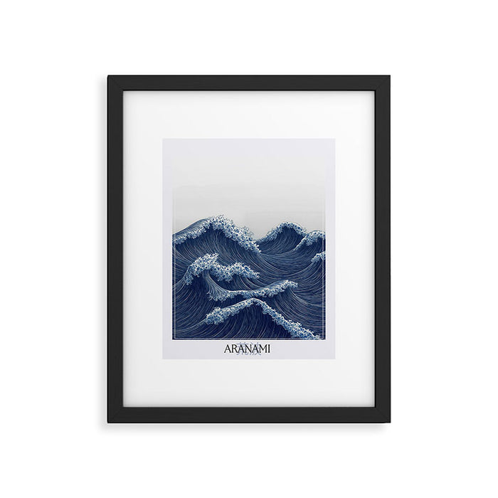 Ocean Print Wave Wall Art Japanese Wall Art Navy Blue Poster Minimalist Decor Nautical Painting Framed Art Print Gallery Image 1