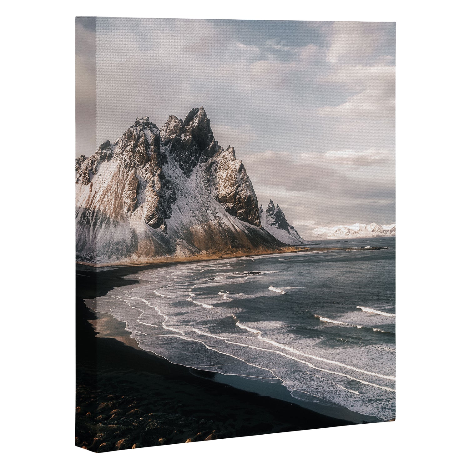 Stokksnes Icelandic Mountain Beach Sunset - Landscape Photography Canvas Print Gallery Image 3