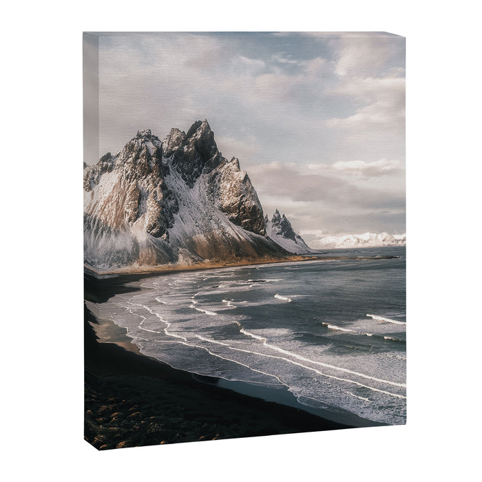 Stokksnes Icelandic Mountain Beach Sunset - Landscape Photography Canvas Print Gallery Image 1